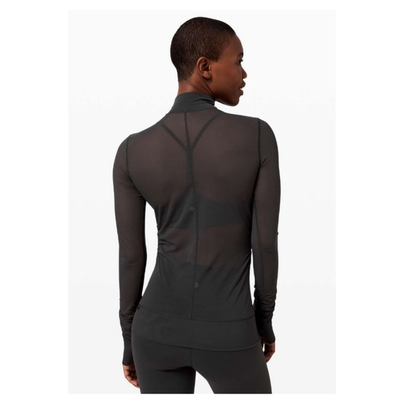 Lululemon Sheer Thrill Mock Neck Long Sleeve - Black - Picture 8 of 9
